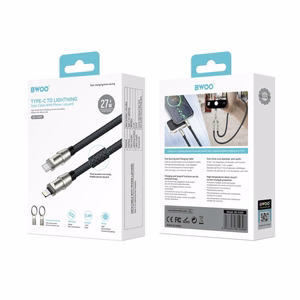 BWOO siksniņas kabelis USB-C - Lightning 0.3m 27W ar siksniņu