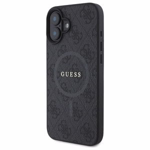 Viedtālruņa apvalks Guess 4G Gredzens Klasiskais Logotips MagSafe iPhone 16 - melns
