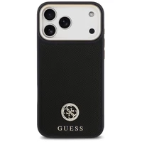 Guess Graudains Strass Logotips Magnētiskais viedtālruņa apvalks iPhone 17 Pro Max - melns
