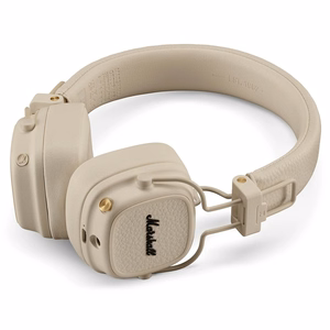 Bezvadu uz ausīm liekamas Bluetooth austiņas Marshall Major V, krēmkrāsas