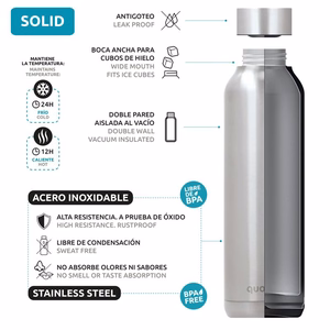 Quokka Solid nerūsējošā tērauda termopudele, 510 ml, melna (Jet Black)