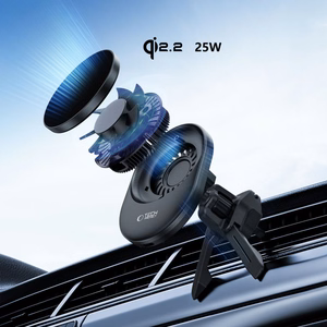 Tech-Protect V21 MagSafe Car Holder with 25W QI2.2 Inductive Charger for Cockpit/Windshield/Air Vent - Black