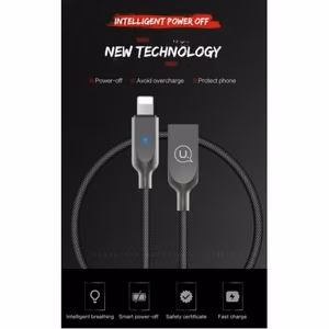 USB kabelis USAMS SJ154 melns Lightning 120cm (LED indikators)
