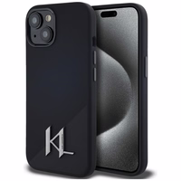 Karl Lagerfeld Silikona Shadow Metal Initial Magnētiskais viedtālruņa apvalks iPhone 15 melns