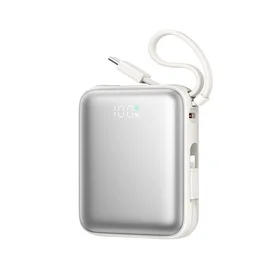 Joyroom JR-PBF27 10000mAh 22.5W portatīvais lādētājs ar iebūvētiem USB-C un Lightning kabeļiem - balta