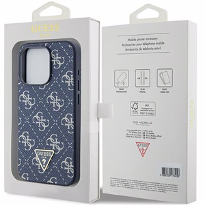 Guess 4G Triangle Metal Logo viedtālruņa apvalks iPhone 15 Pro - zils