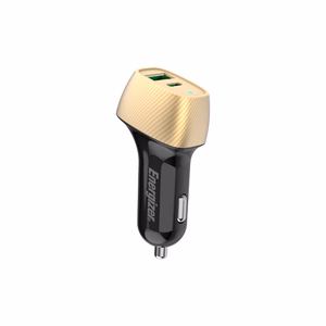 Energizer Ultimate D38BG auto lādētājs, USB-C + USB-A, 38 W PD + QC 3,0, zelta un melnā krāsā