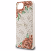 Guess 4G Flowers Print magnētiskais viedtālruņa apvalks iPhone 16e - rozā