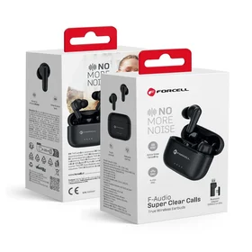 FORCELL F-AUDIO Super Clear Calls bezvadu austiņas bluetooth TWS ANC + ENC + DONGLE melnas