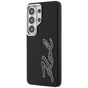 Karl Lagerfeld maciņš Grained Signature Metal Resin Logo Samsung Galaxy S26 Ultra melns