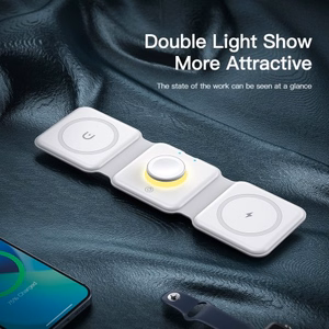 Bezvadu lādētājs Essager Nuo 3in1 balts 15W (iPhone / Apple Watch / Airpods / nakts lampa)