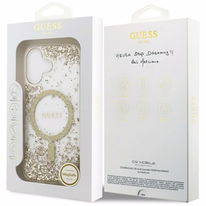 Guess Resin Bottom Glitter Magnētiskais viedtālruņa apvalks iPhone 17 - zelta
