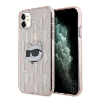 Karl Lagerfeld IML Choupette galvas un monogrammas apvalks iPhone 11 / Xr - rozā