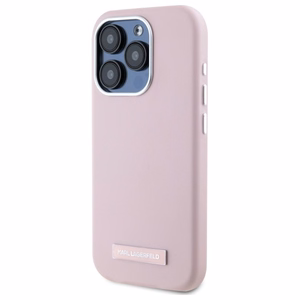 Karl Lagerfeld FW Metal Plate magnētiskais viedtālruņa apvalks iPhone 15 Pro - rozā
