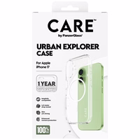 CARE by PanzerGlass Flagship Urban Explorer viedtālruņa apvalks ar baltu magnētisko MagSafe, paredzēts iPhone 17 – caurspīdīgs