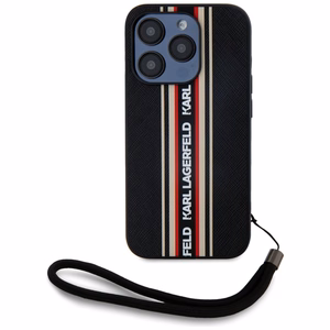 Karl Lagerfeld Saffiano Athleisure Stripes Cord viedtālruņa apvalks iPhone 15 Pro Max - sarkans
