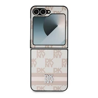 DKNY Checkered Pattern Printed Stripes Viedtālruņa apvalks Samsung Galaxy Z Flip 6 - rozā