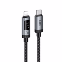 Datu kabelis ar digitālo indikatoru USB C uz Lightning Hoco PD 27W 1,2 m U148 melns