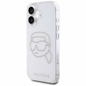 Karl Lagerfeld IML Rhinestones Karl Head apvalks viedtālruņa iPhone 16 skaidrs