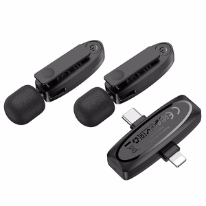 Беспроводной петличный микрофон Lightning / USB C Hoco 2 шт L15 черный