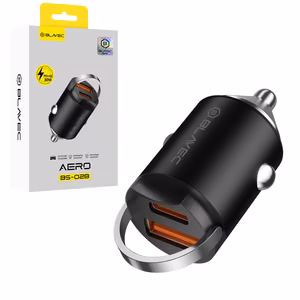 Blavec auto lādētājs BS-02B Aero - USB + Type C - QC 3.0 18W PD 30W (CCBS02BA-UCB) melns