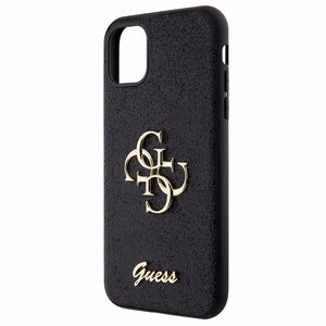 Guess GUHCN61HG4SGK apvalks iPhone 11 / Xr - melns mirdzošs uzraksts Liels 4G
