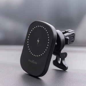 Maxlife turētājs automašīnas ventilācijas atverei MXCH-16 magnētiskais ar bezvadu uzlādi melns 15W