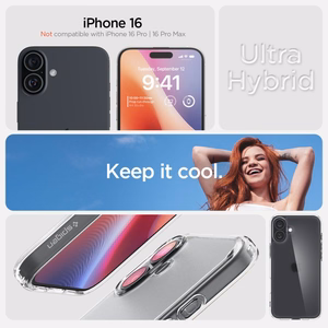 Spigen Ultra Hybrid apvalks iPhone 16 – caurspīdīga