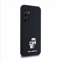 Karl Lagerfeld Silikona Karl&Choupette Metal Pin viedtālruņa apvalks Samsung Galaxy A35 - melns