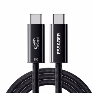 USB Kabelis Essager Thunder melns Thunderbolt 4 Full Function 180cm