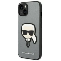 Karl Lagerfeld Saffiano Karla Galvas Plāksteris apvalks iPhone 14 - sudraba