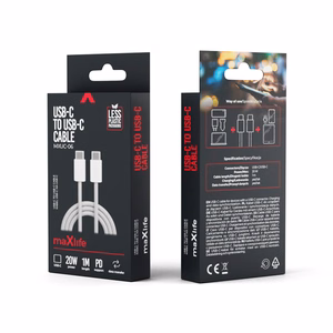 Maxlife MXUC-06 kabelis USB-C - USB-C 1,0 m 20W pelēks neilons