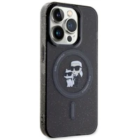 Viedtālruņa apvalks Karl Lagerfeld Karl&Choupette Glitter Magnētiskais MagSafe iPhone 15 Pro - melns (m)