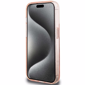 Hello Kitty gredzena statīvs spīdīgs Electrop Logo magnētiskais viedtālruņa apvalks iPhone 15 Pro - rozā