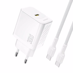 Dudao A27PCEU PD 30W GaN USB-C Wall Lādētājs with USB-C Kabelis - Balts