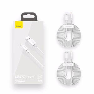 Baseus kabelis Simple Wisdom USB - Lightning 1,5 m 2,4A balts 2 gab.