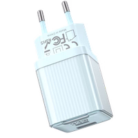 JELLICO sienas lādētājs EU55 GaN PD 33W 1xUSB-C + 1xUSB QC3.0 Zils