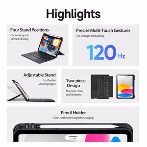 Dux Ducis DK sērijas bezvadu klaviatūras apvalks Apple iPad 10 2022 – melns