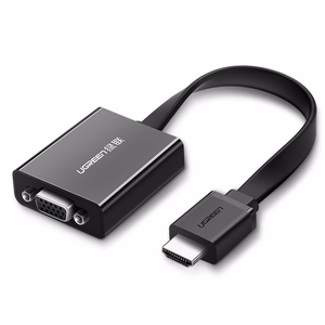 Ugreen adapteris HDMI - VGA micro USB / audio 3.5 mm mini jack melns (40248)