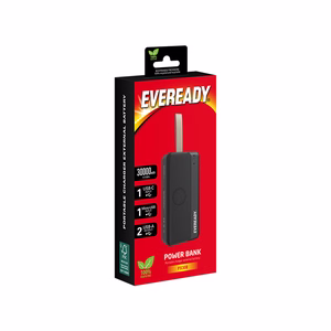 Eveready PX30B ārējais akumulators, 30000 mAh, 2 × USB-A, melns