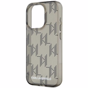 Karl Lagerfeld IML Mono KL Pattern & Cord viedtālruņa apvalks iPhone 15 Pro - melns