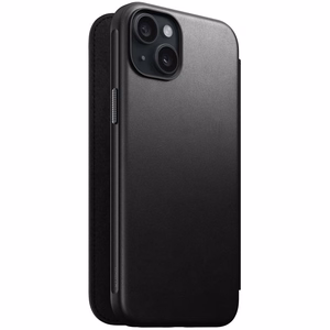 Nomad moderns ādas folio viedtālruņa apvalks iPhone 15 Plus 6,7" melns