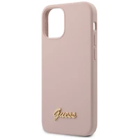 Guess GUHCP12SLSLMGLP iPhone 12 mini 5.4" gaiši rozā/gaiši rozā cietais apvalks Silikona uzraksts Zelta logotips
