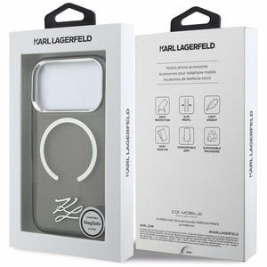 Karl Lagerfeld IML KL Script Logo MagSafe Maciņš for iPhone 17 Pro - melns