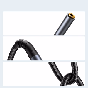 Joyroom SY-A09 AUX pagarinātāja kabelis no 3,5 mm mini jack sieviešu uz 3,5 mm mini jack vīriešu, pīts, 1,2 m (melns)