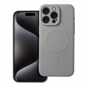 SILICONE MAG COVER viedtālruņa apvalks saderīgs ar MagSafe iPhone 15 Pro Max pelēks titāna