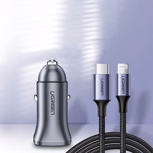 Auto lādētājs Ugreen CD130 USB-C/USB-A 30W pelēks