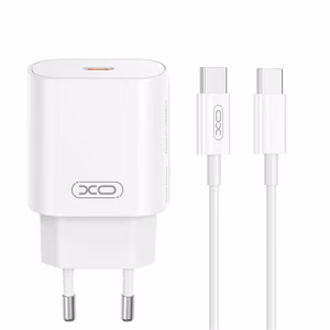 XO wall charger CE25 PD 25W 1x USB-C white + USB-C - Lightning cable