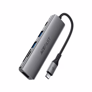 Acefast J18 USB sadalītājs USB-C 6-in-1 HDMI 4K 60Hz PD90W dokstacija - pelēks