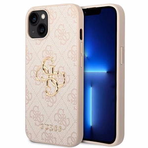 GUESS apvalks IPHONE 13 / 14 / 15 GUHCP14S4GMGPI (4G liels metāla logotips) rozā